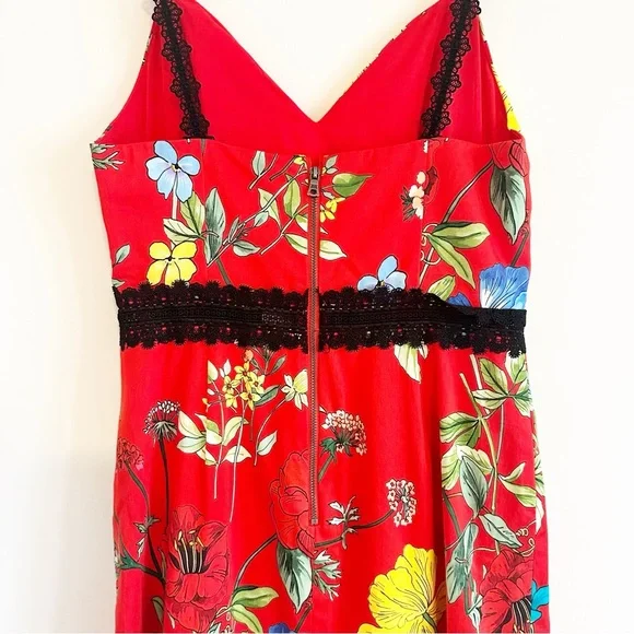 Alice and Olivia Kirby Lace-Trim Ruffled Floral Dress